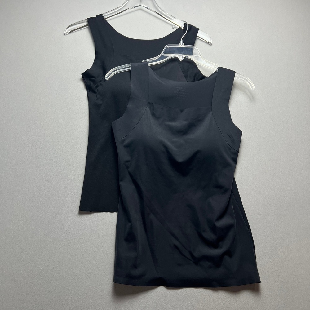 Avulea Tank Top Womens XL Black Stretch Padded Built In Bra Wide Strap Lot Of 2
